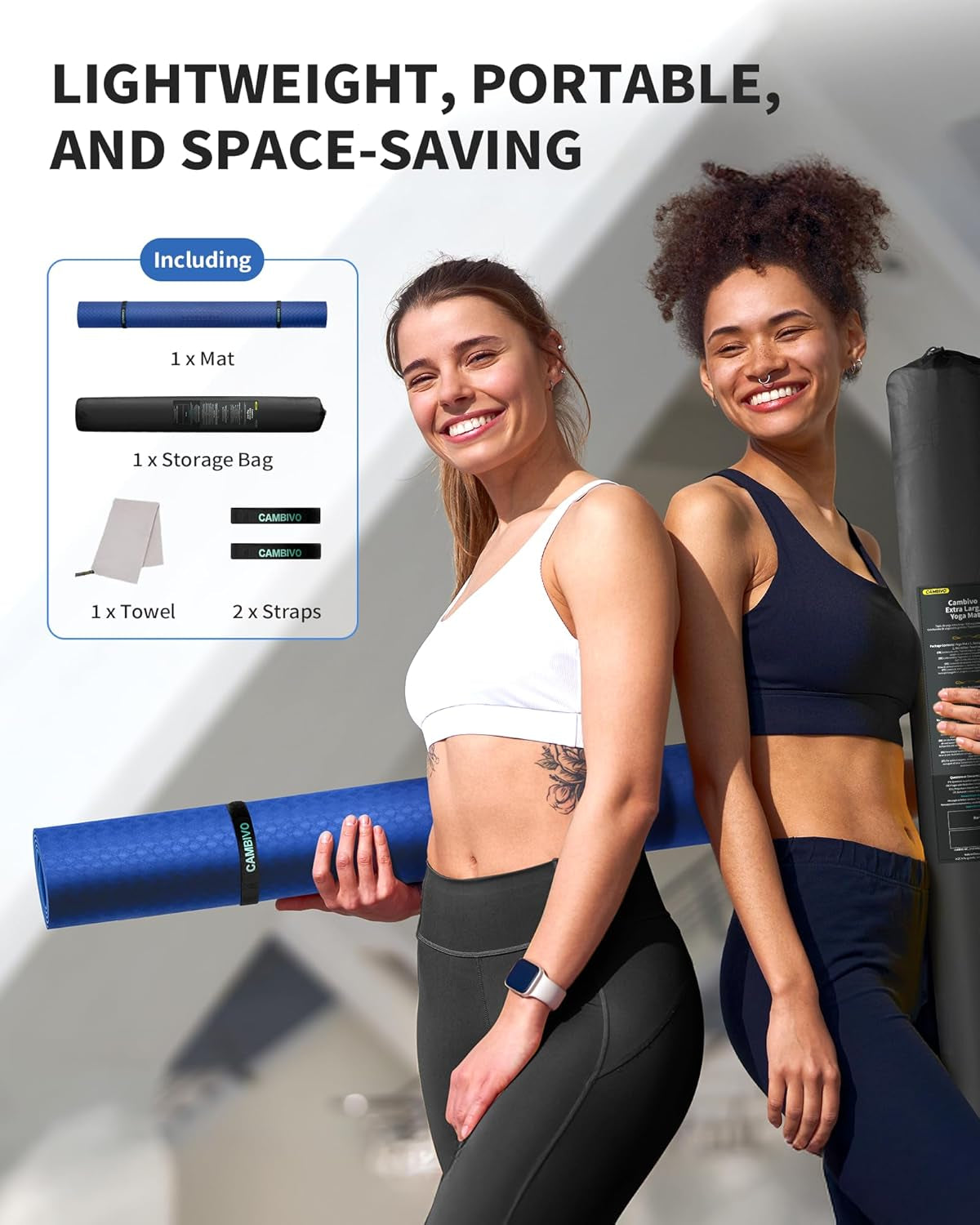 Large Yoga Mat (6'X 4'), Extra Wide Workout Mat for Men and Women, 1/3 &1/4 Thick Exercise Fitness TPE Mat for Home Gym, Yoga, Pilates, Workout