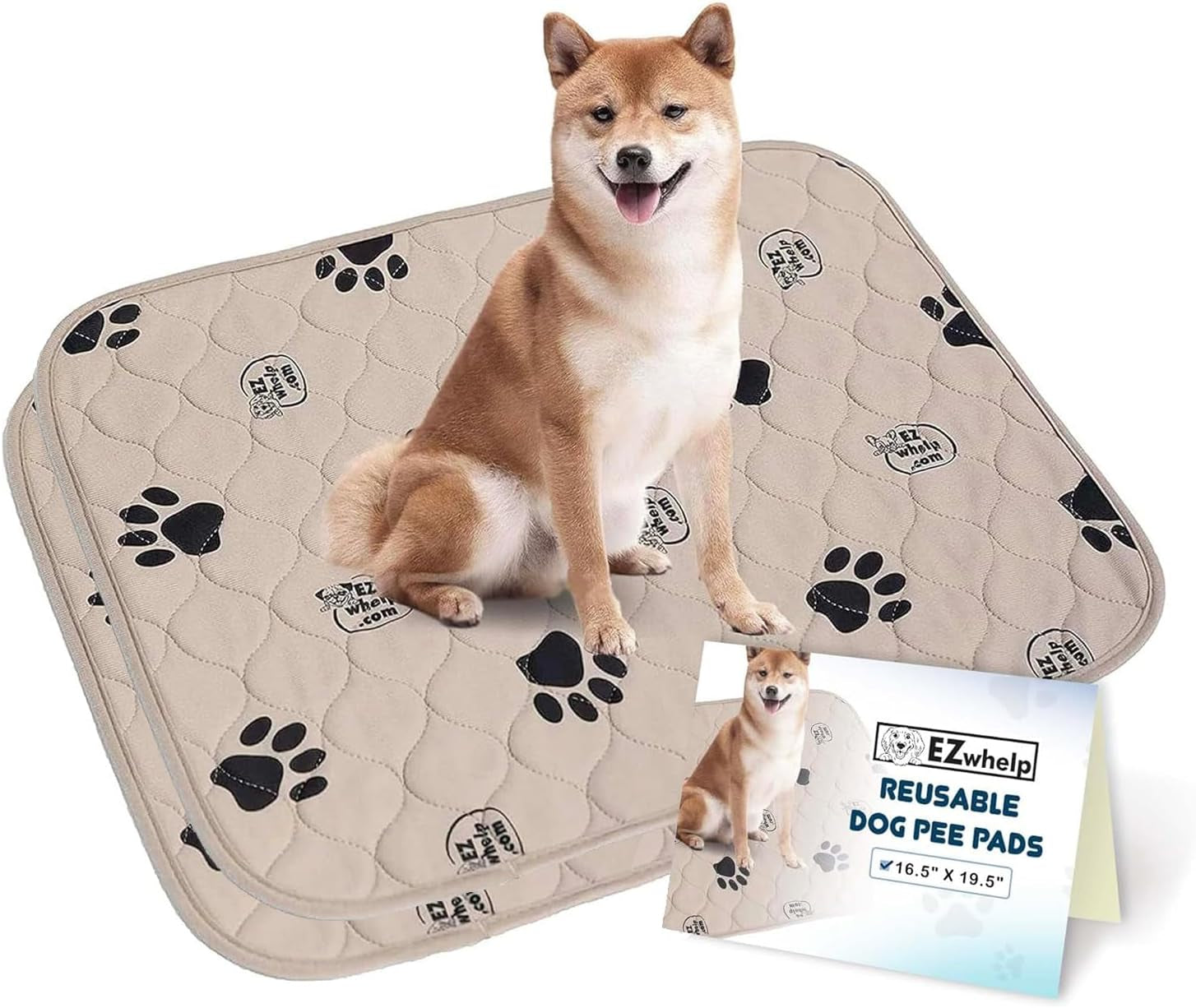 Reusable Dog Pee Pads for Dogs - Waterproof Potty Training Pee Pad - Washable Dog Training Pads W/ Rounded Corners Puppy Pad - Lightweight & Laminated Whelping Pad Dog Mat Pet Supplies - 2 Pk