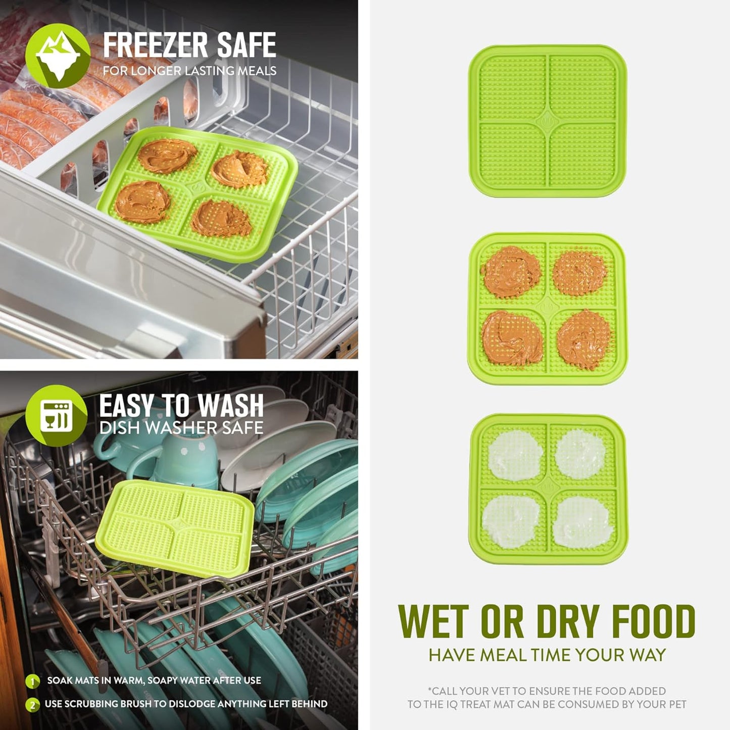 IQ Treat Lick Mat for Dogs, Dog Slow Feeder & Cat Lick Mats | Great Alternative to Slow Feeder Dog Bowls & Cat Slow Feeders | Perfect Dog Licking Mat, Cat Puzzle Feeder & Dog Enrichment Toys